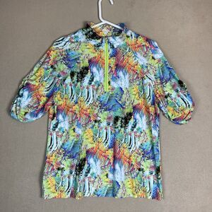 Tzu Tzu Top Womens XXL Multicolor 1/4 Zip Short Sleeve Lightweight Golf Adult‎
